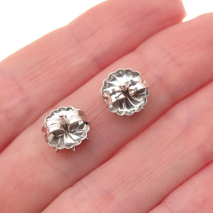 925 Sterling Silver Real Round-Cut Cognac & White Diamond Stud Earrings