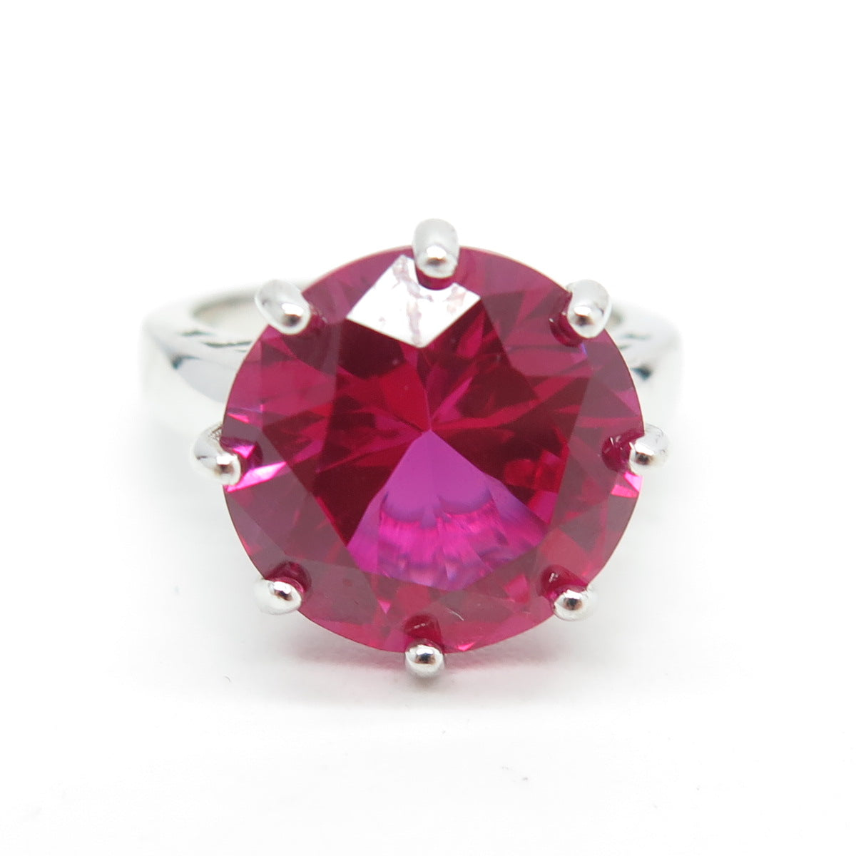 925 Sterling Silver Lab-Created Ruby Ring Size 7