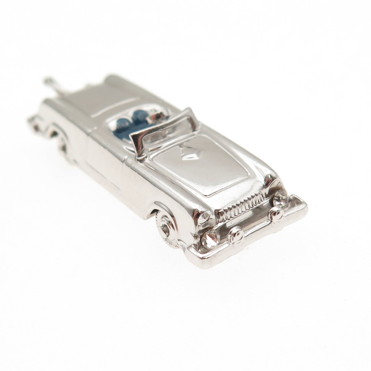 AE Art's Elegance 925 Sterling Vintage Enamel Convertible Car Movable 3D Pendant