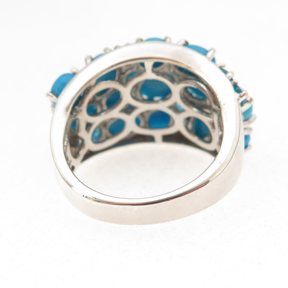 Chuck Clemency 925 Sterling Silver Real Turquoise & Apatite Ring Size 8.25