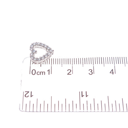 SAI 925 Sterling Silver Round-Cut C Z Heart Minimalist Slide Charm Pendant
