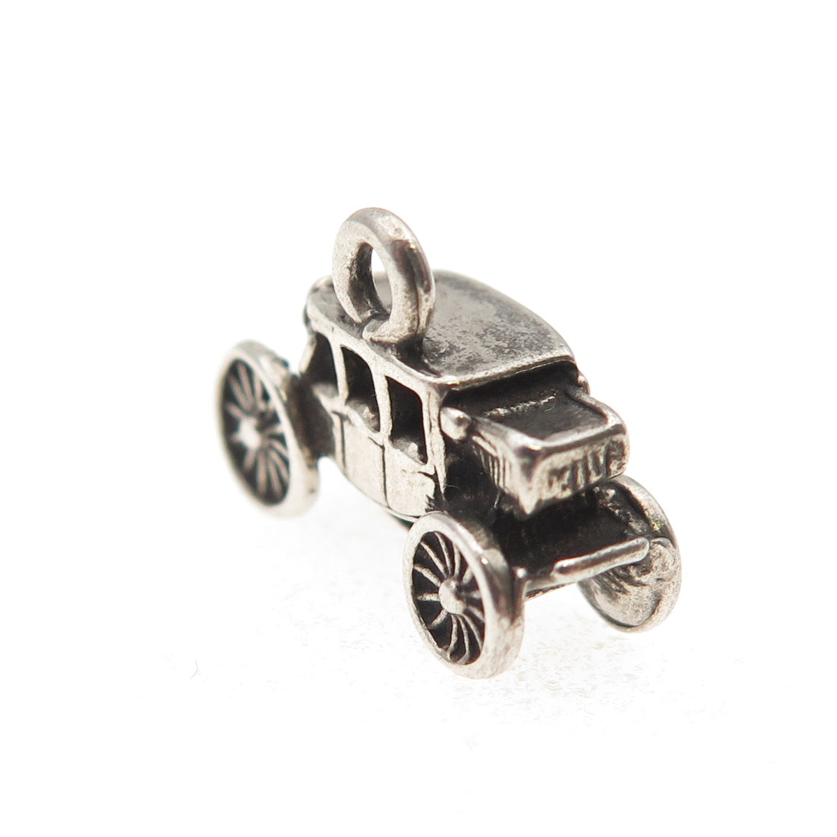 925 Sterling Silver Vintage Stagecoach / Carriage 3D Mini Charm Pendant