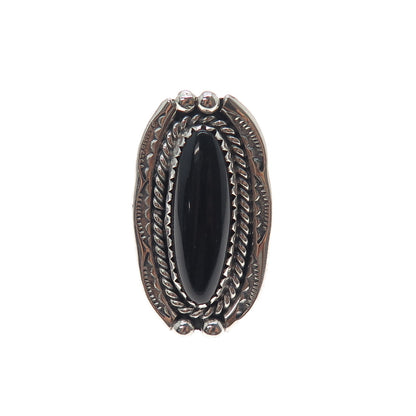 Old Pawn 925 Sterling Silver Vintage Southwestern Black Onyx Ring Size 5.75