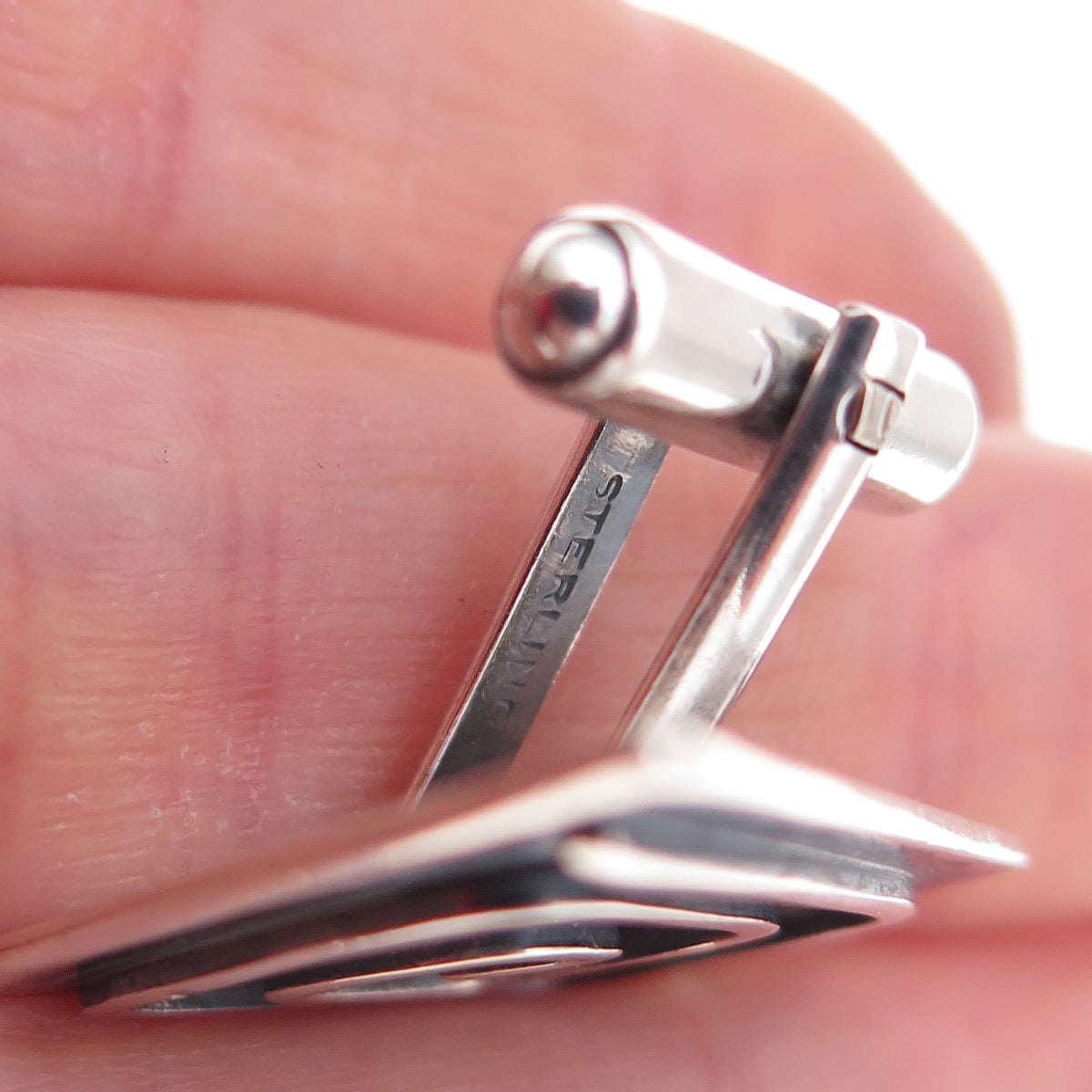 925 Sterling Silver Vintage Modernist Spiral Oxidized Cufflinks