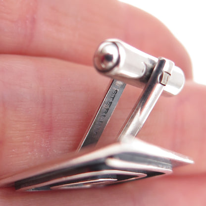 925 Sterling Silver Vintage Modernist Spiral Oxidized Cufflinks