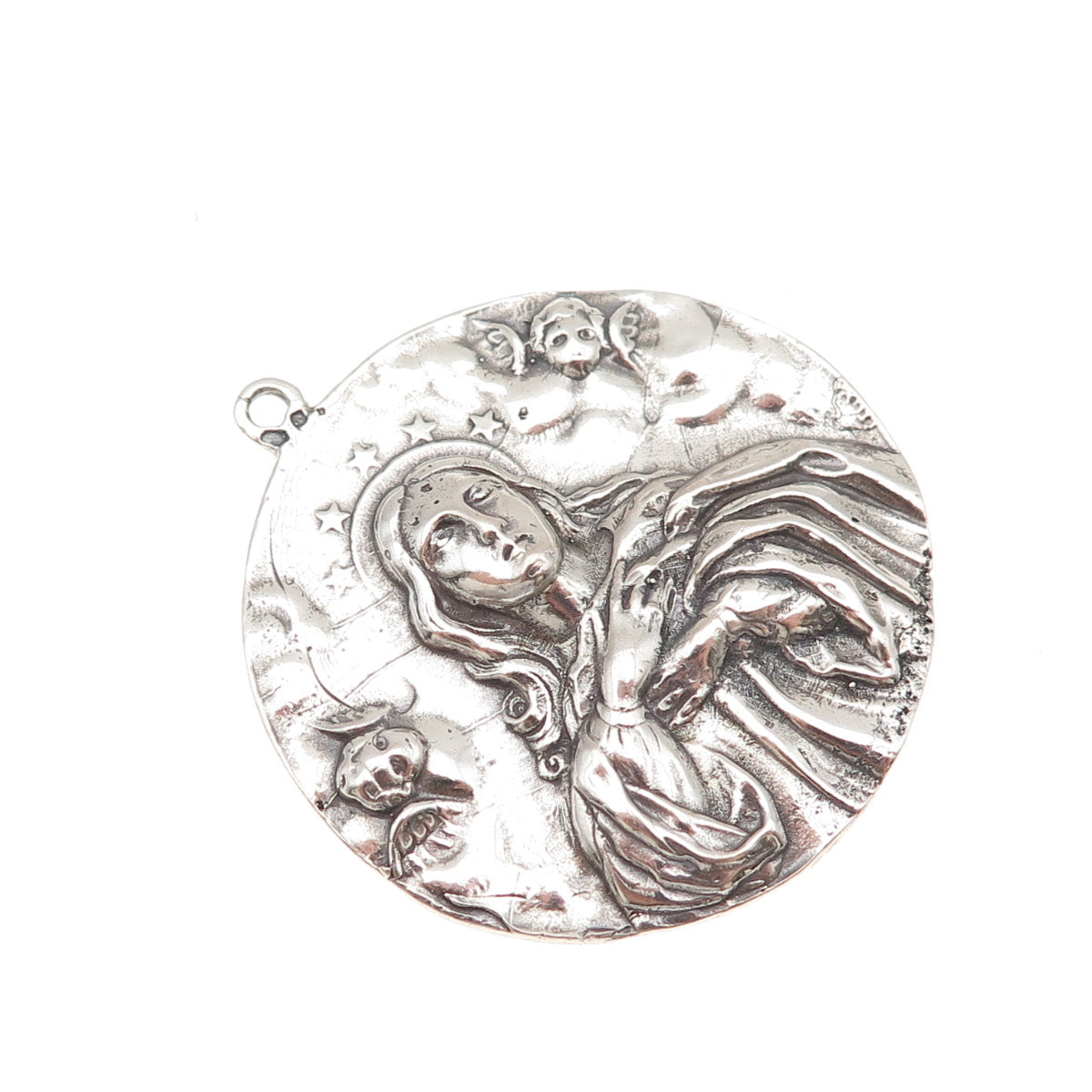 800 Silver Antique Art Deco European Mary Magdalene Medal Pendant