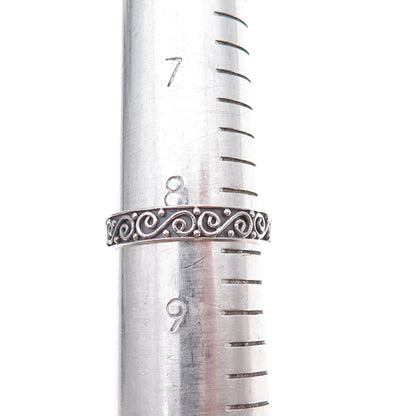 925 Sterling Silver Vintage Sleeping Beauty Turquoise Oxidized Ring Size 8.5