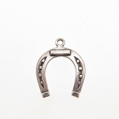 925 Sterling Silver Vintage Horseshoe Good Luck Oxidized Mini Charm Pendant