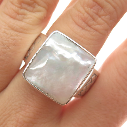 PHLD PlayHardLookDope 925 Sterling Silver Real MOP Ring Size 11