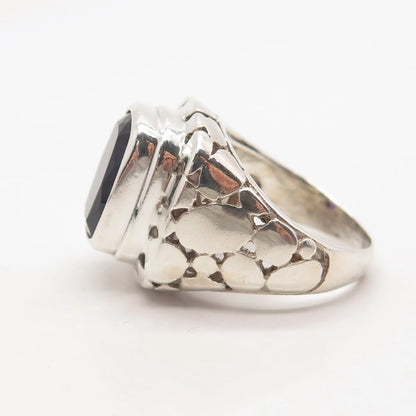 925 Sterling Silver Vintage AF Real Amethyst Gemstone Pebble Ring Size 7.75