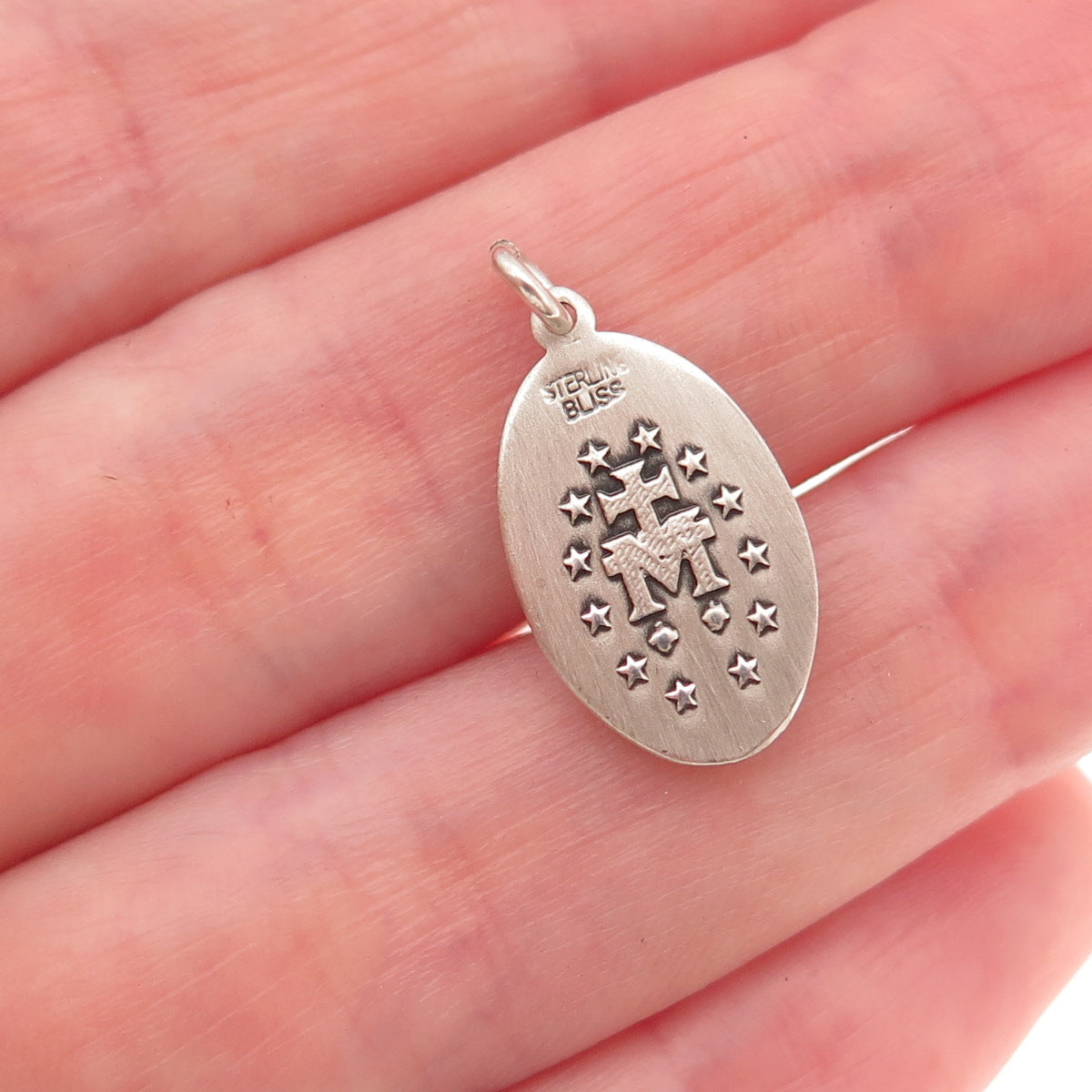 Bliss 925 Sterling Silver Antique Art Deco St. Mary Miraculous Charm Pendant