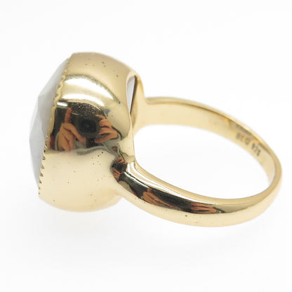 BLQ Basiq Jewelry 925 Sterling Silver Gold Plated Real Quartz Ring Size 8.75