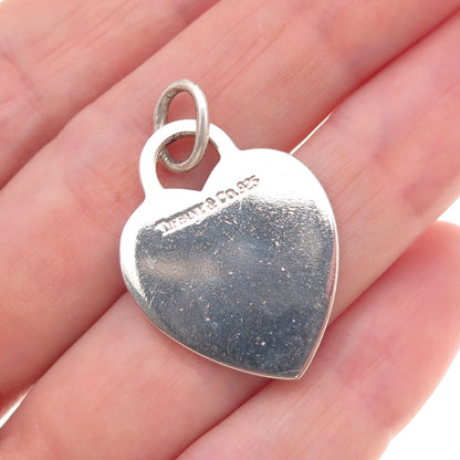 Tiffany & Co. 925 Sterling Silver Vintage Engraved Heart Tag Charm Pendant