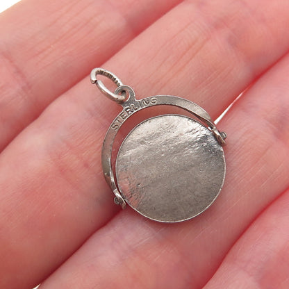 925 Sterling Silver Vintage Enamel Cancer Zodiac Sign Mini Charm Pendant
