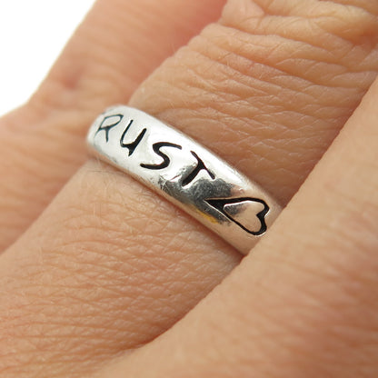 SHUBE 925 Sterling Silver Vintage "Trust" Band Ring Size 7.25