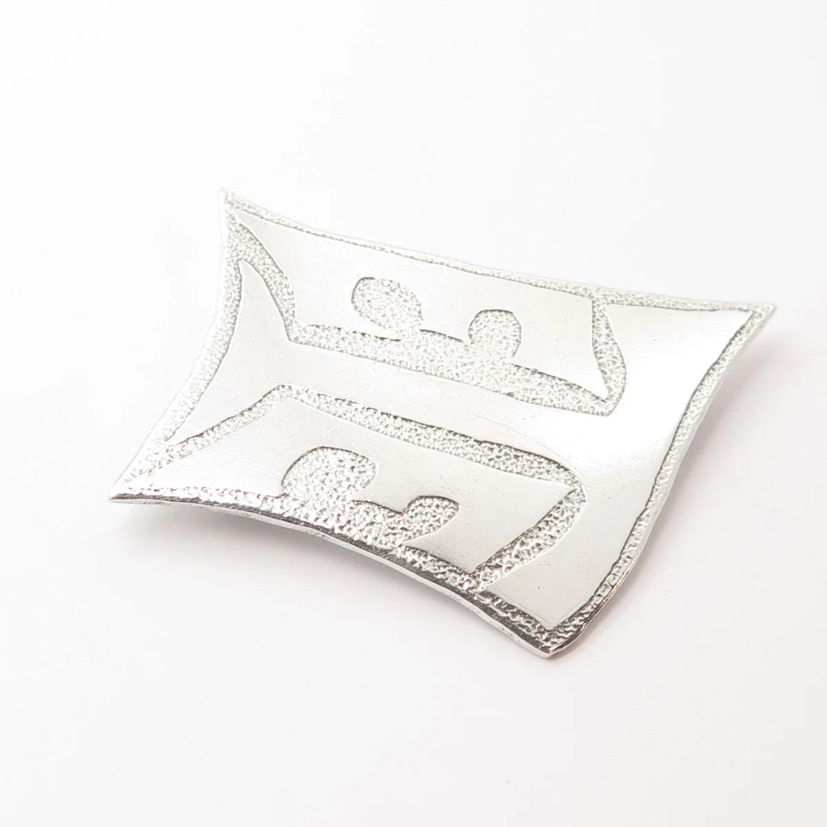 925 Sterling Silver Vintage FAC 1951 Abstract Pin Brooch
