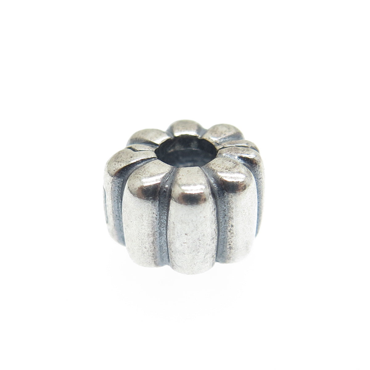 PANDORA 925 Sterling Silver Oxidized Ribbed Clip Charm
