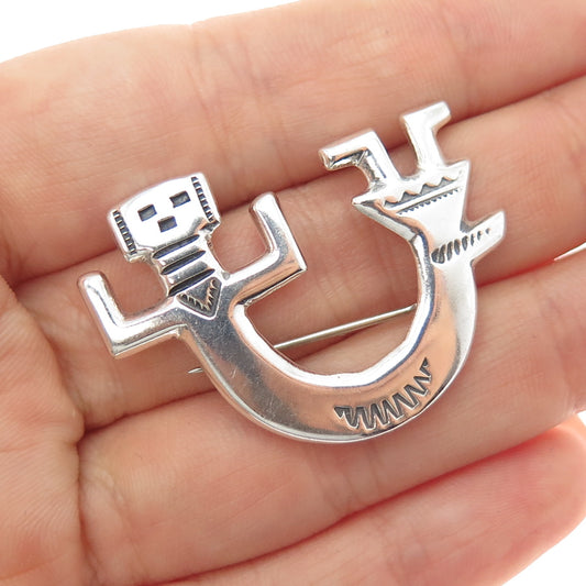 Felix Joe Navajo Old Pawn Sterling Silver Vintage Kachina Doll Tribal Pin Brooch