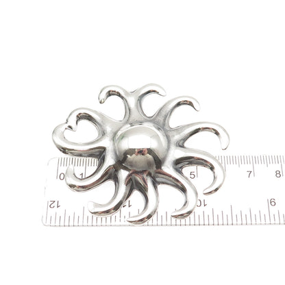 925 Sterling Silver Vintage Mexico Modernist Sun Oxidized Pin Brooch