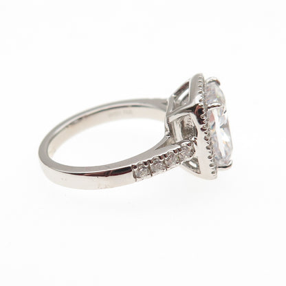 DSMK 925 Sterling Silver Cushion & Round-Cut C Z Engagement Ring Size 5
