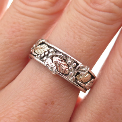 Coleman Co. 925 Sterling Silver 12K Multi-Gold Vintage Black Hills Ring Size 7