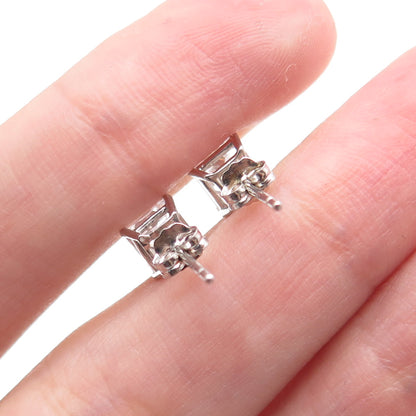 DBJ DEE BERKLE 925 Sterling Silver Princess-Cut C Z Stud Earrings