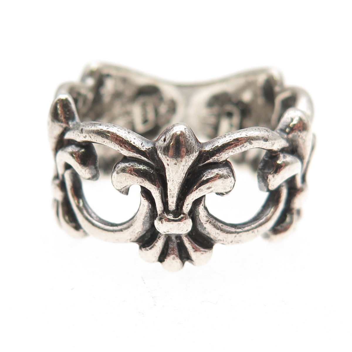 Chateau D’Argent Sterling Silver Vintage Fleur de Lis Oxidized Ring Size 7.75