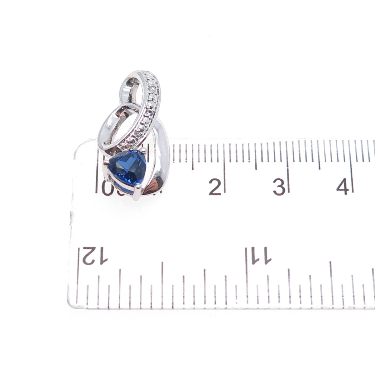 925 Sterling Silver Lab-Created Sapphire & Real White Topaz Slide Pendant