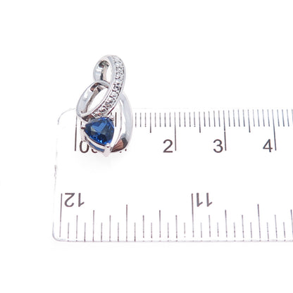 925 Sterling Silver Lab-Created Sapphire & Real White Topaz Slide Pendant