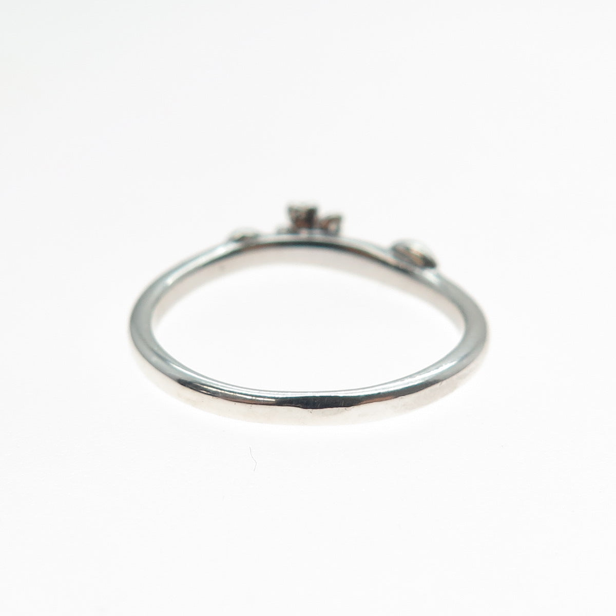 925 Sterling Silver Real Diamond Accent Flower Ring Size 9