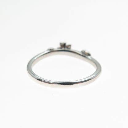 925 Sterling Silver Real Diamond Accent Flower Ring Size 9
