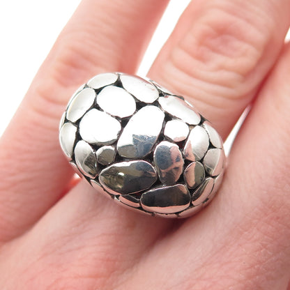 925 Sterling Silver Vintage Modernist Dotted Dome Ring Size 6