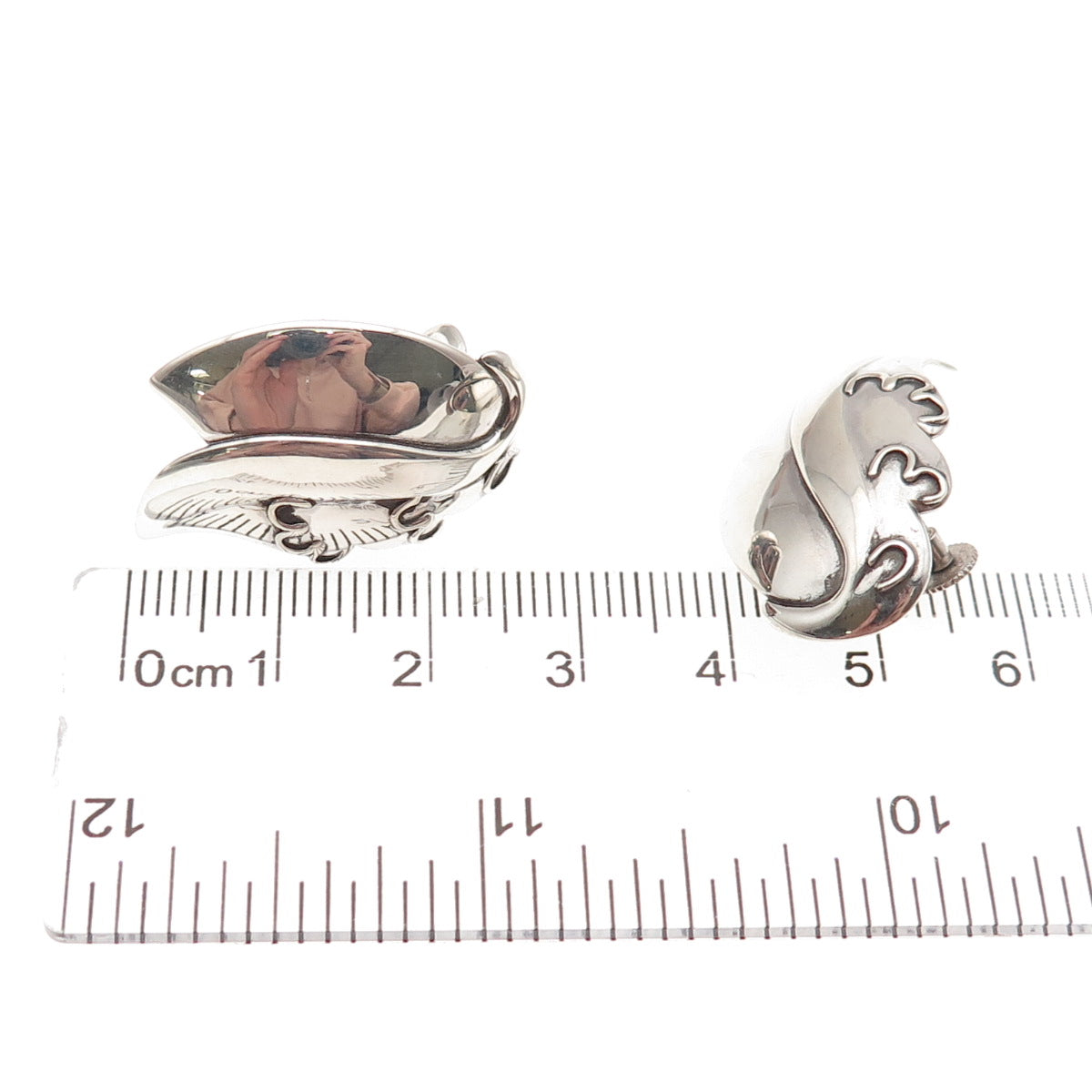 Astri Holthe Sterling Silver Vintage Norway Modernist Floral Screw Back Earrings