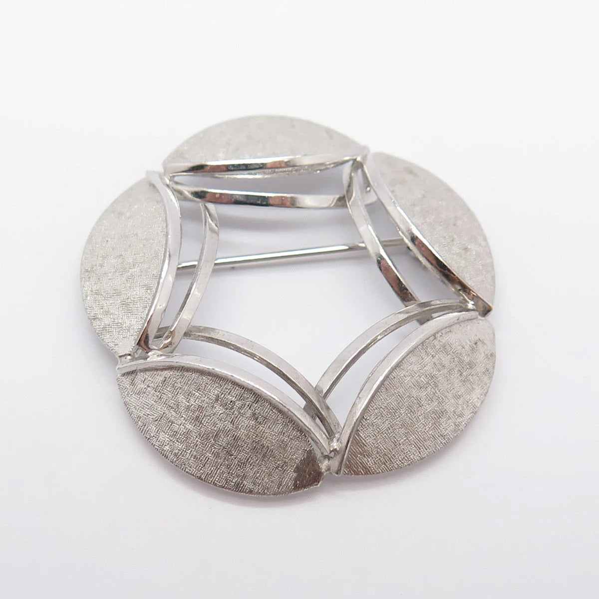 925 Sterling Silver Vintage A&Z Textured Pin Brooch