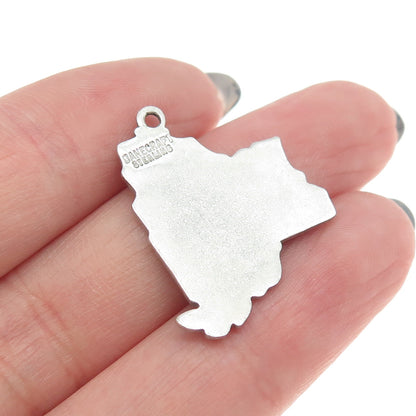 DANECRAFT 925 Sterling Silver Vintage Enamel "New York" State Map Charm Pendant