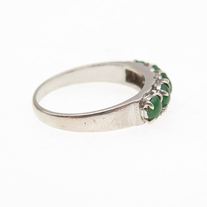 925 Sterling Silver Antique Art Deco Real Graduated Jade Ring Size 7.75