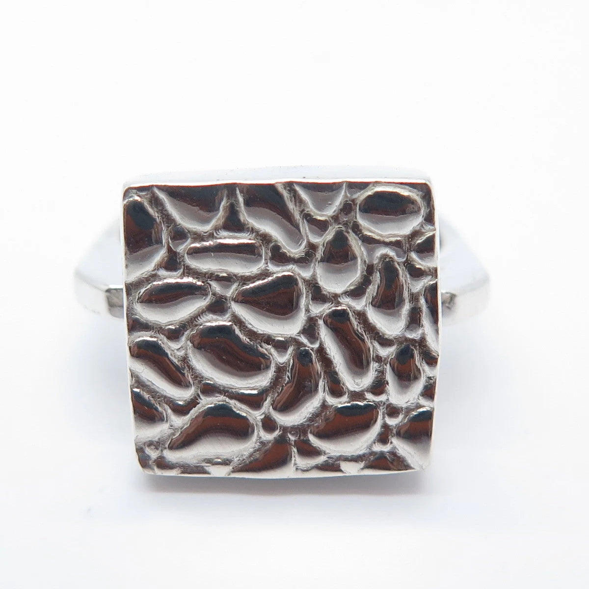 925 Sterling Silver Vintage Mexico Pebble Ring Size 7.25