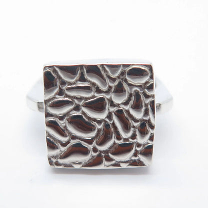 925 Sterling Silver Vintage Mexico Pebble Ring Size 7.25