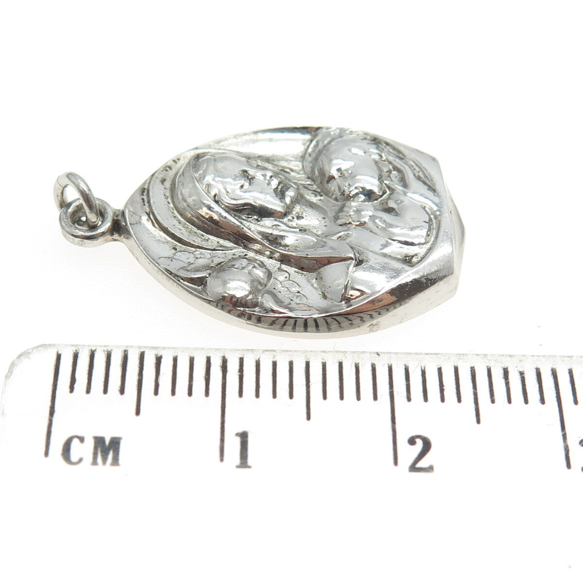 THE THOMAE CO. 925 Sterling Silver Antique Art Deco St. Mary Baby Jesus Pendant