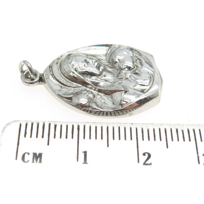 THE THOMAE CO. 925 Sterling Silver Antique Art Deco St. Mary Baby Jesus Pendant