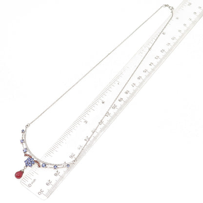 Chuck Clemency Sterling Silver Real Garnet Tanzanite & Topaz Chain Necklace 18"