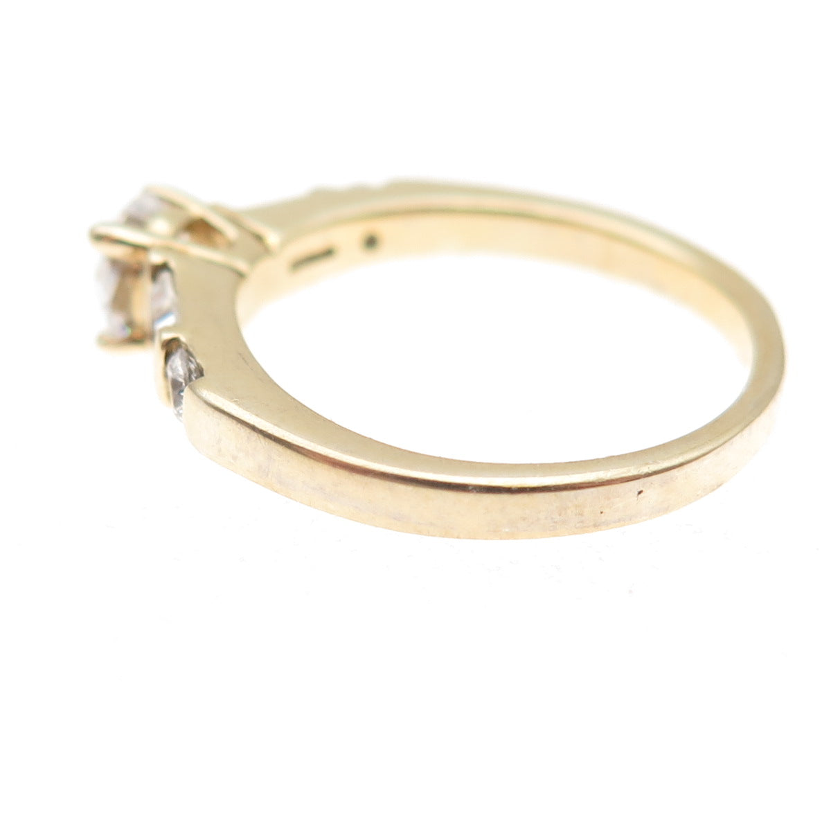 925 Sterling Gold Plated Round & Tapered Baguette-Cut C Z Engagement Ring Size 6