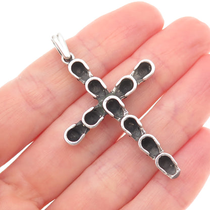 925 Sterling Silver Vintage Skull Cross Oxidized Gothic Pendant