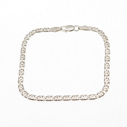 925 Sterling Silver Vintage Italy Anchor Mariner Link Bracelet 7"