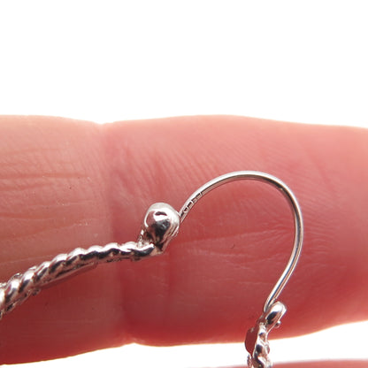 925 Sterling Silver Vintage Twisted Crescent Hoop Dangle Earrings