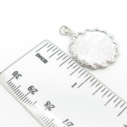 CREA 925 Sterling Silver Vintage Happy Birthday Round Charm Pendant