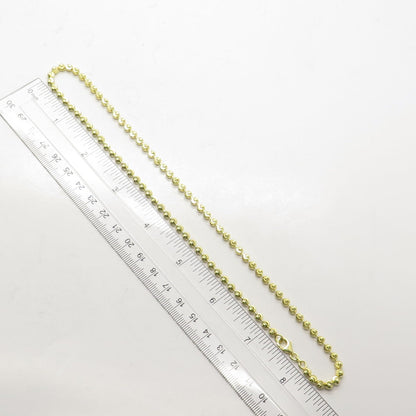 925 Sterling Silver Gold Plated Bead Chain Necklace 18"