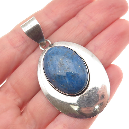 SUNWEST Old Pawn 925 Sterling Silver Vintage Southwestern Lapis Crescent Pendant