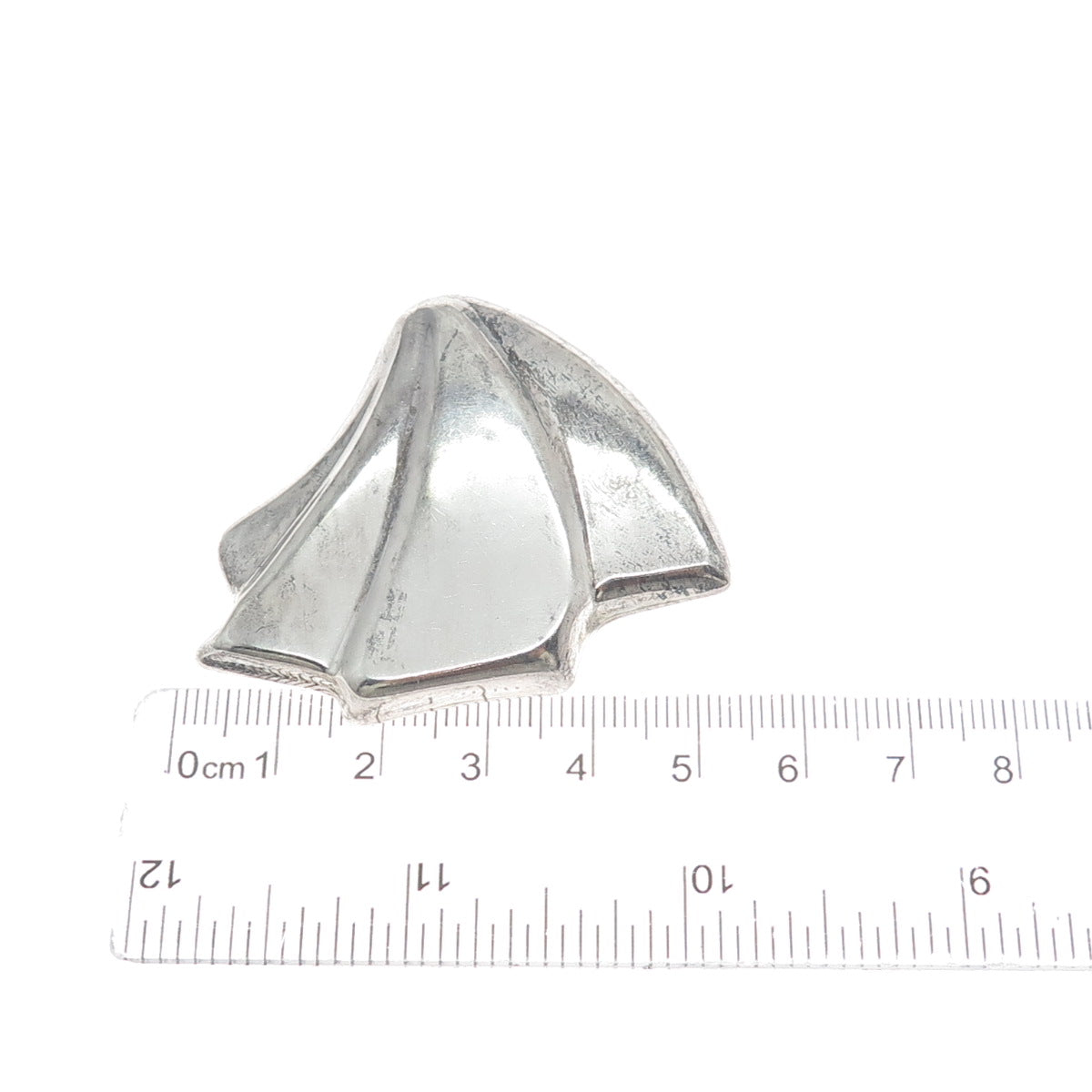 925 Sterling Silver Vintage Mexico Modernist Seashell Pin Brooch / Pendant