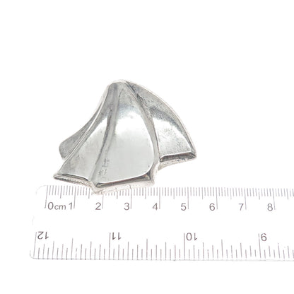925 Sterling Silver Vintage Mexico Modernist Seashell Pin Brooch / Pendant